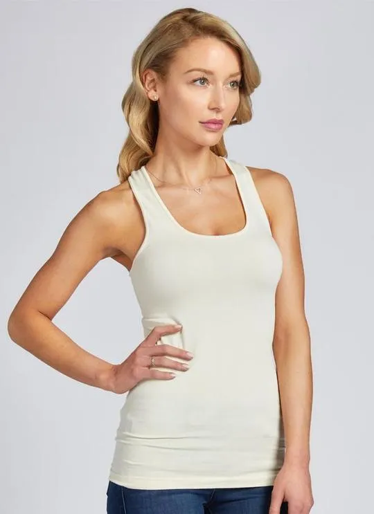 C'est Moi, CEBT-1108 Bamboo 1x1 Rib Racerback Top, Eggnog