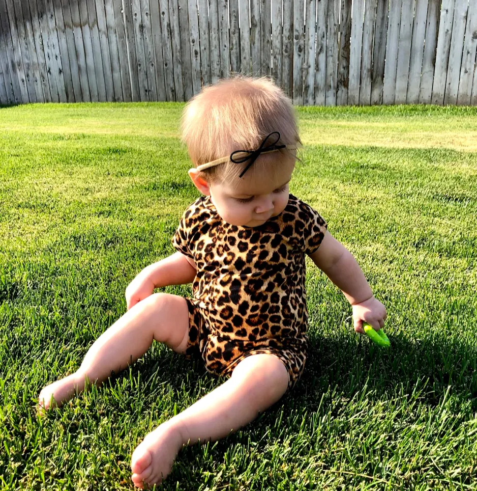 Cheetah Summer Zip Baby Romper