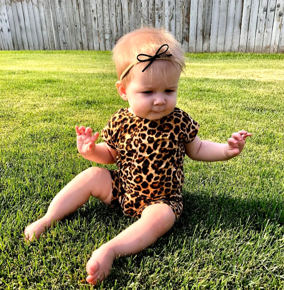 Cheetah Summer Zip Baby Romper
