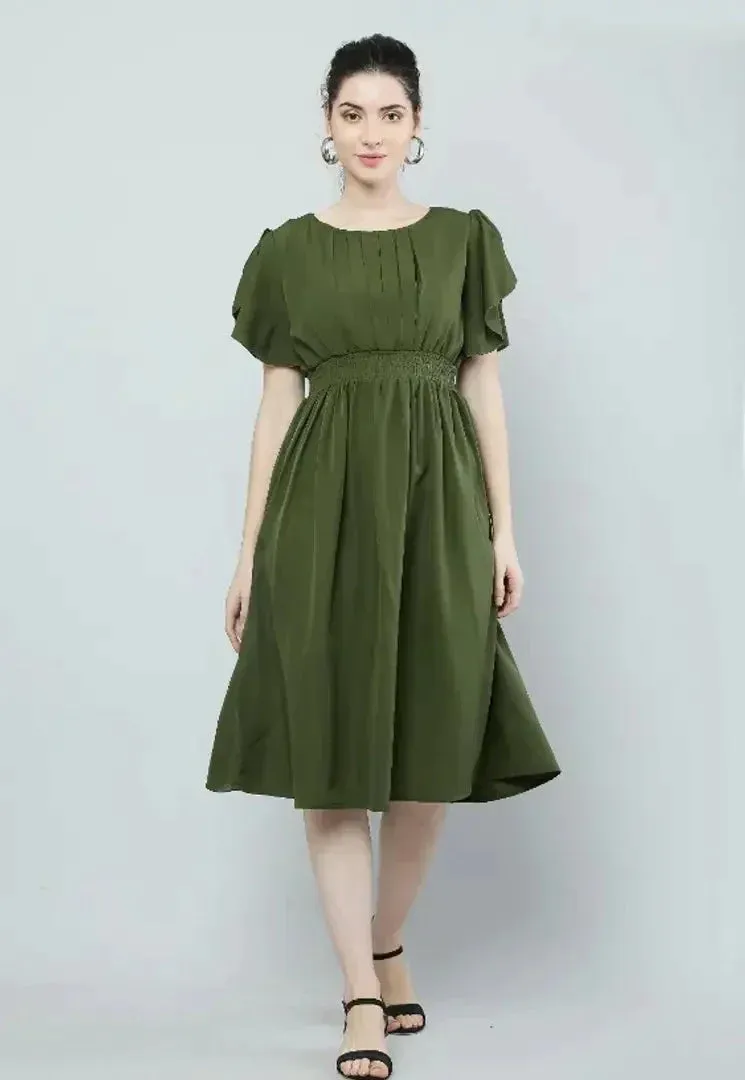 Classic Polyester Solid Dresses for Women