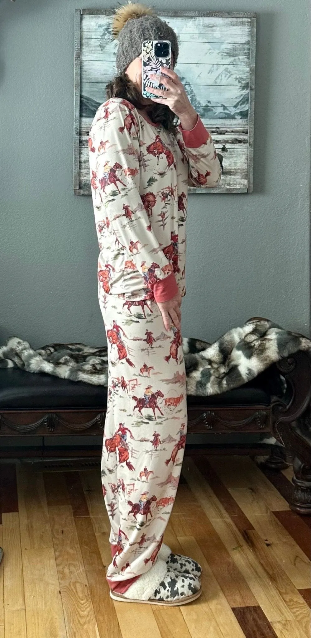 Cowboy Pajamas, WESTERN PJ set, Vintage Cowboy Print, RETRO Western, Cowboy PJs