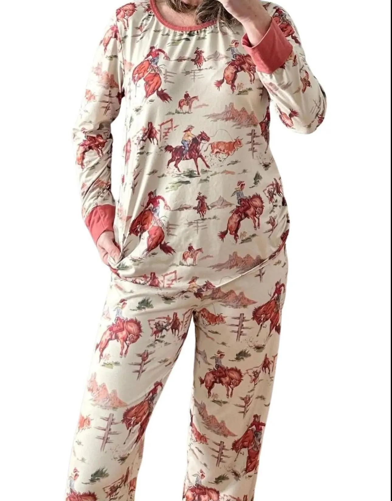 Cowboy Pajamas, WESTERN PJ set, Vintage Cowboy Print, RETRO Western, Cowboy PJs