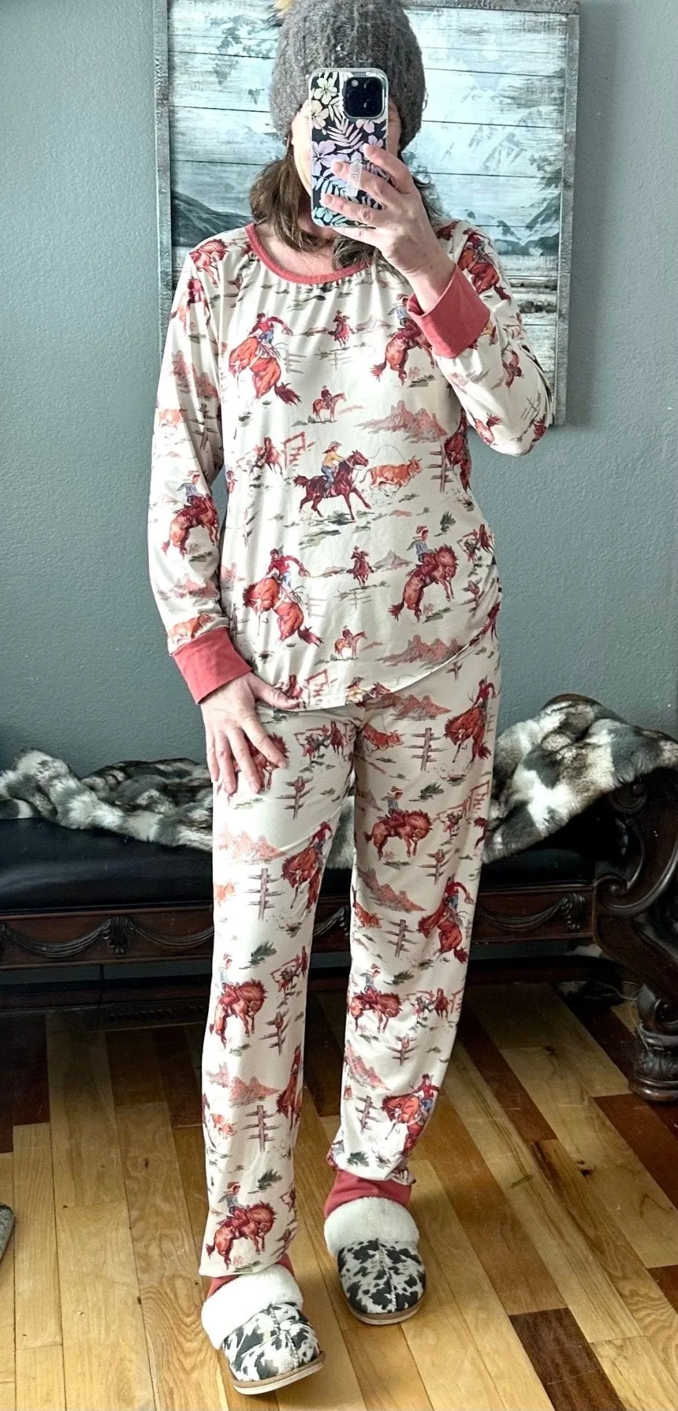 Cowboy Pajamas, WESTERN PJ set, Vintage Cowboy Print, RETRO Western, Cowboy PJs