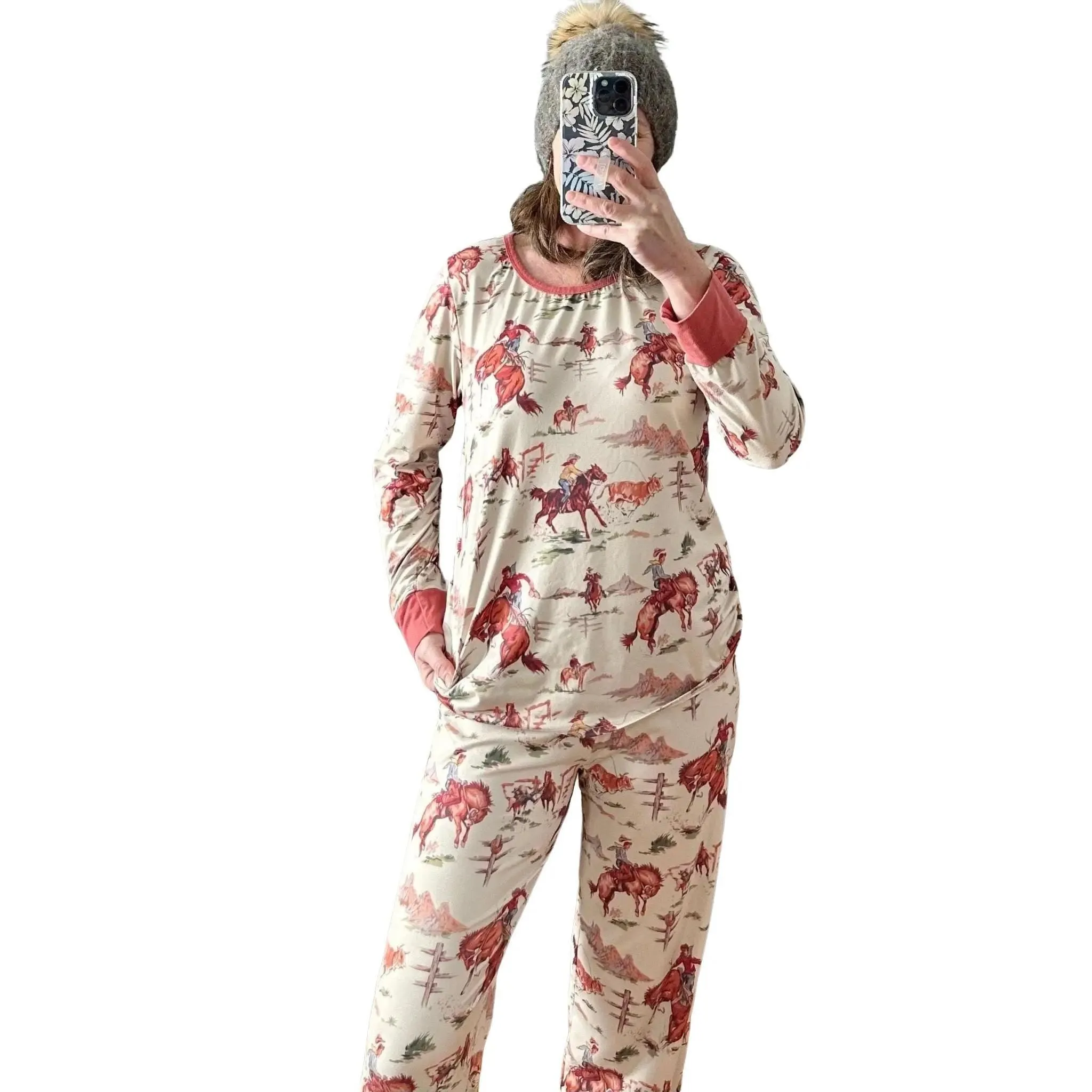 Cowboy Pajamas, WESTERN PJ set, Vintage Cowboy Print, RETRO Western, Cowboy PJs