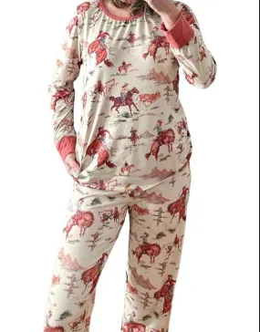 Cowboy Pajamas, WESTERN PJ set, Vintage Cowboy Print, RETRO Western, Cowboy PJs