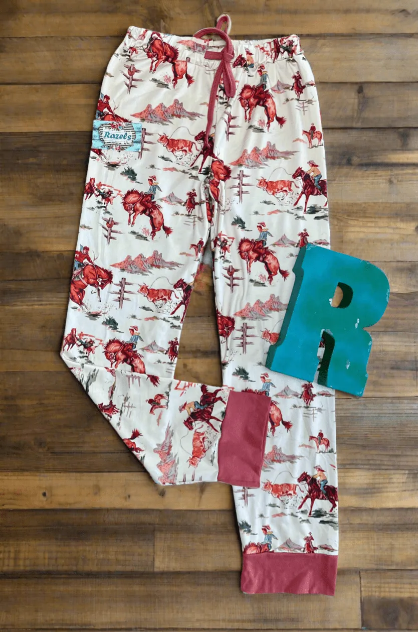 Cowboy Pajamas, WESTERN PJ set, Vintage Cowboy Print, RETRO Western, Cowboy PJs