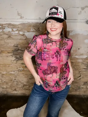 Cowtown mesh short sleeve top