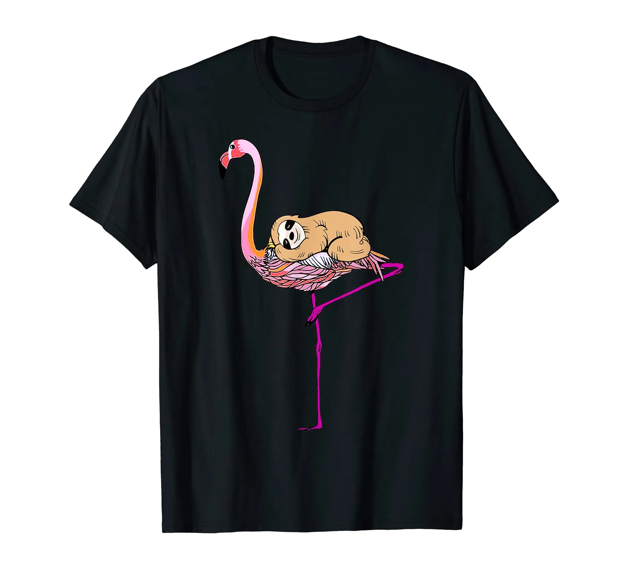 Cute Sloth Riding Sitting Pink Flamingo Mother Day Shirt