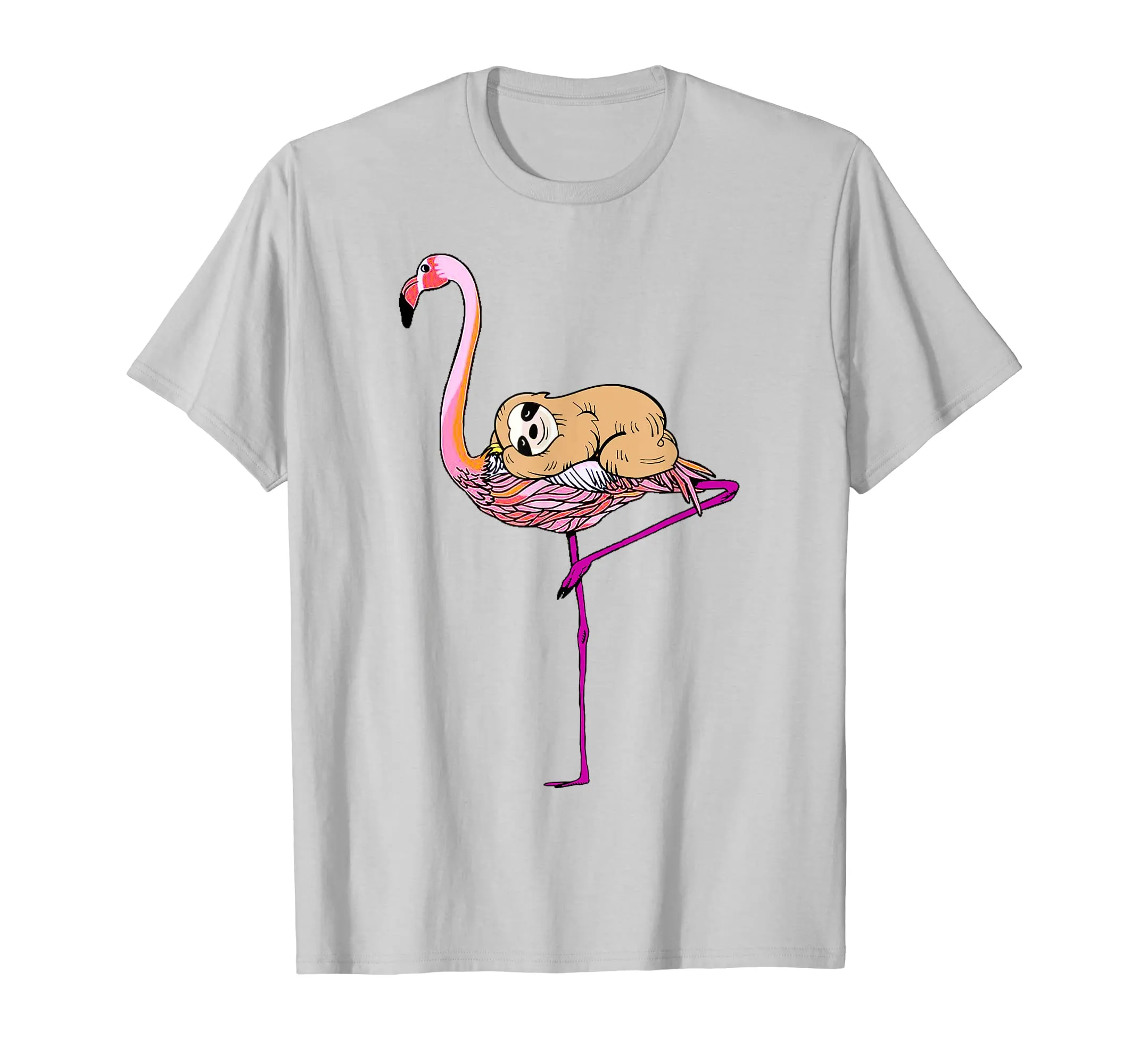 Cute Sloth Riding Sitting Pink Flamingo Mother Day Shirt