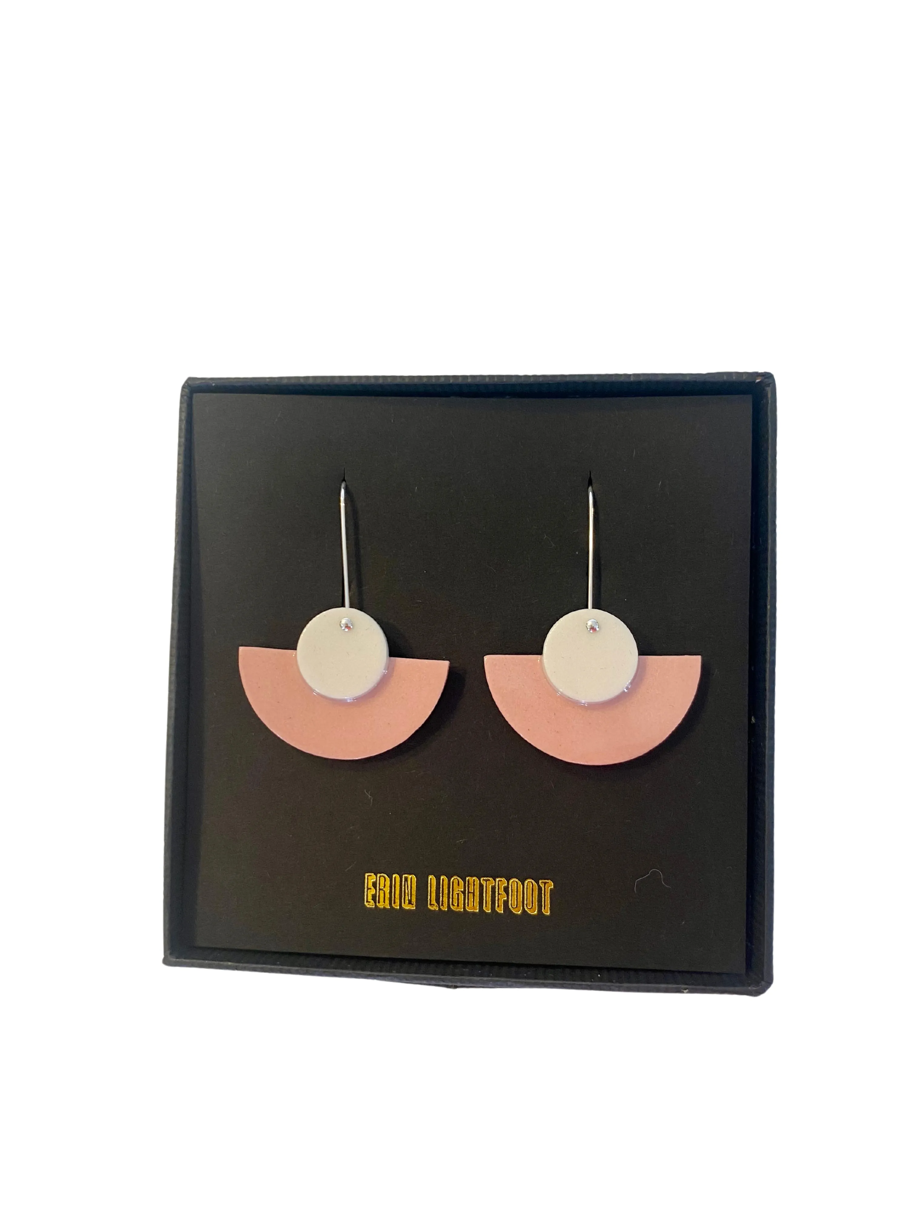 ERIN LIGHTFOOT - 'Cint' Crescent Earrings REVERSE PINK/WHITE