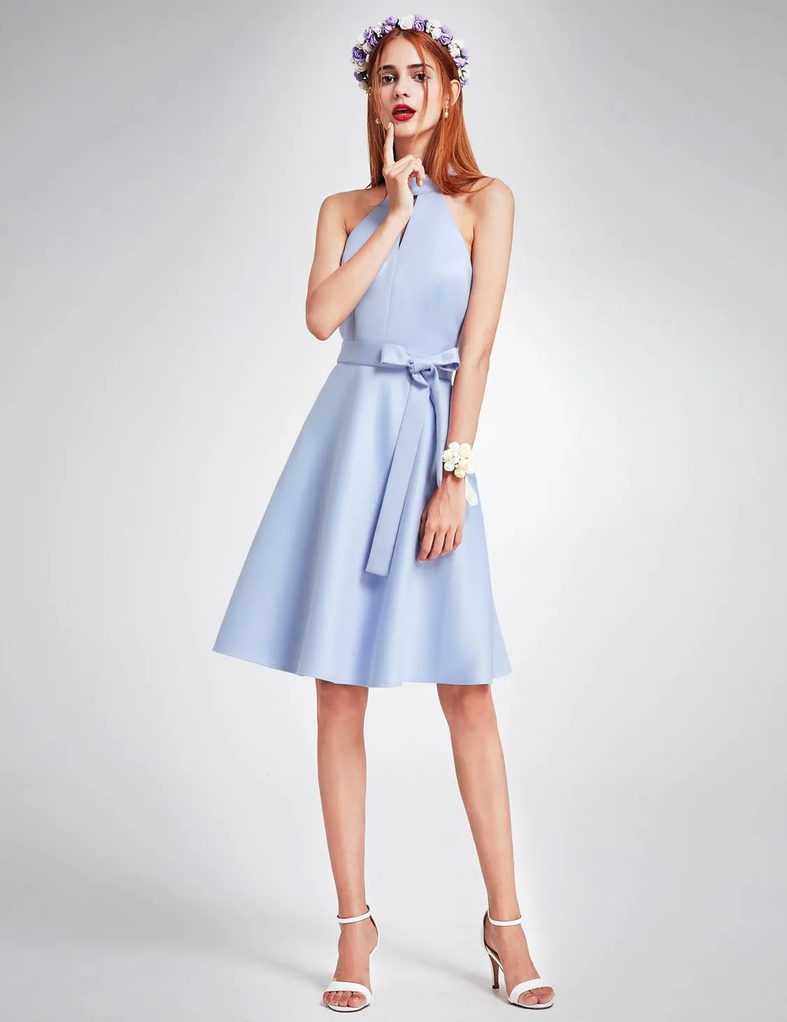 Ever-Pretty Knee Length Halter Bridesmaid Dress EP05893