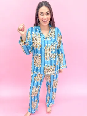 Eye of The Tiger Pajama Set - Blue