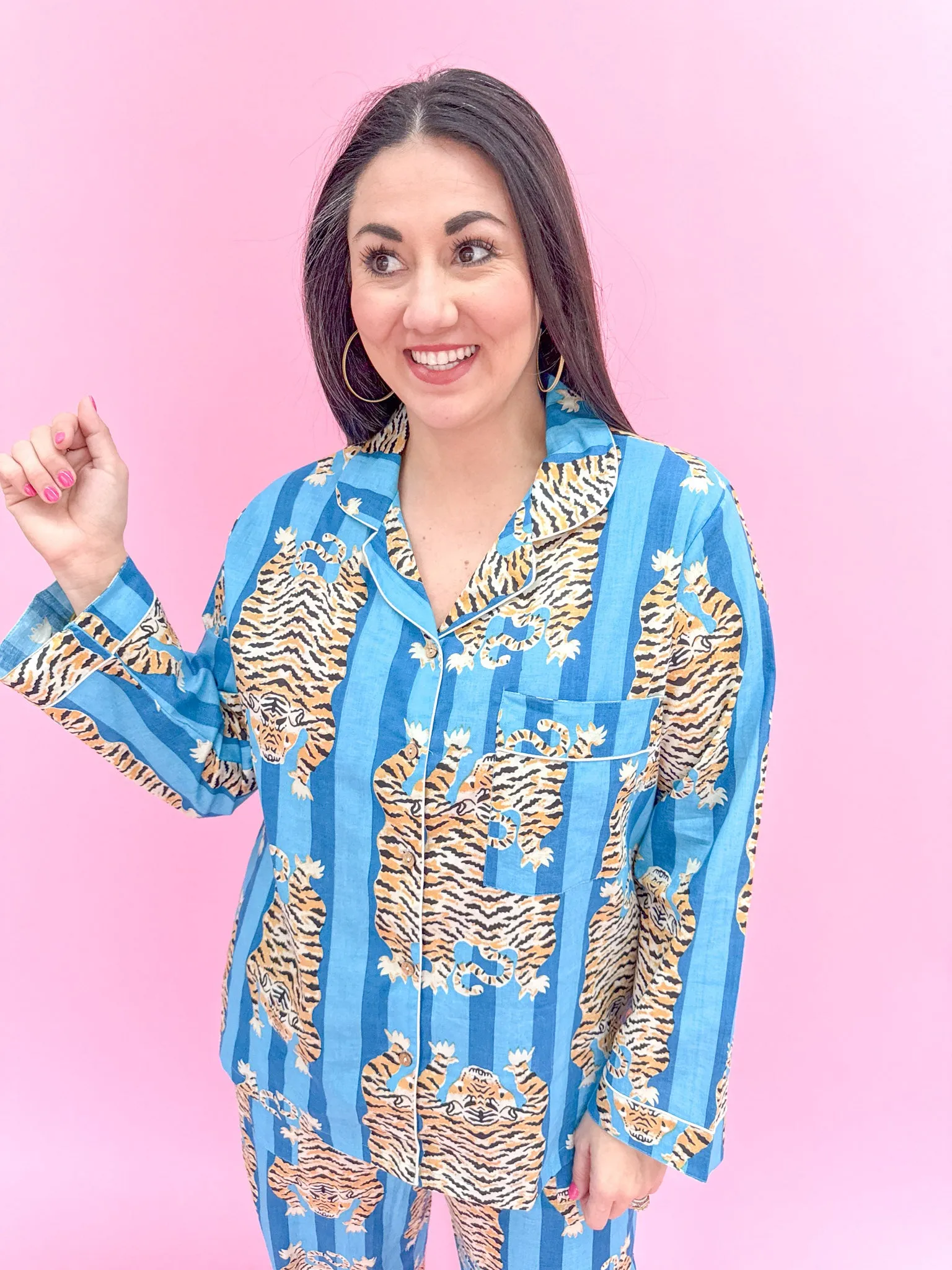 Eye of The Tiger Pajama Set - Blue