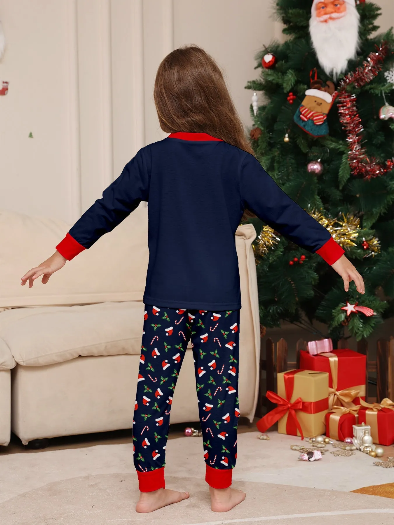 Family Parent-Child Santa Hat White Beard Pajamas Set