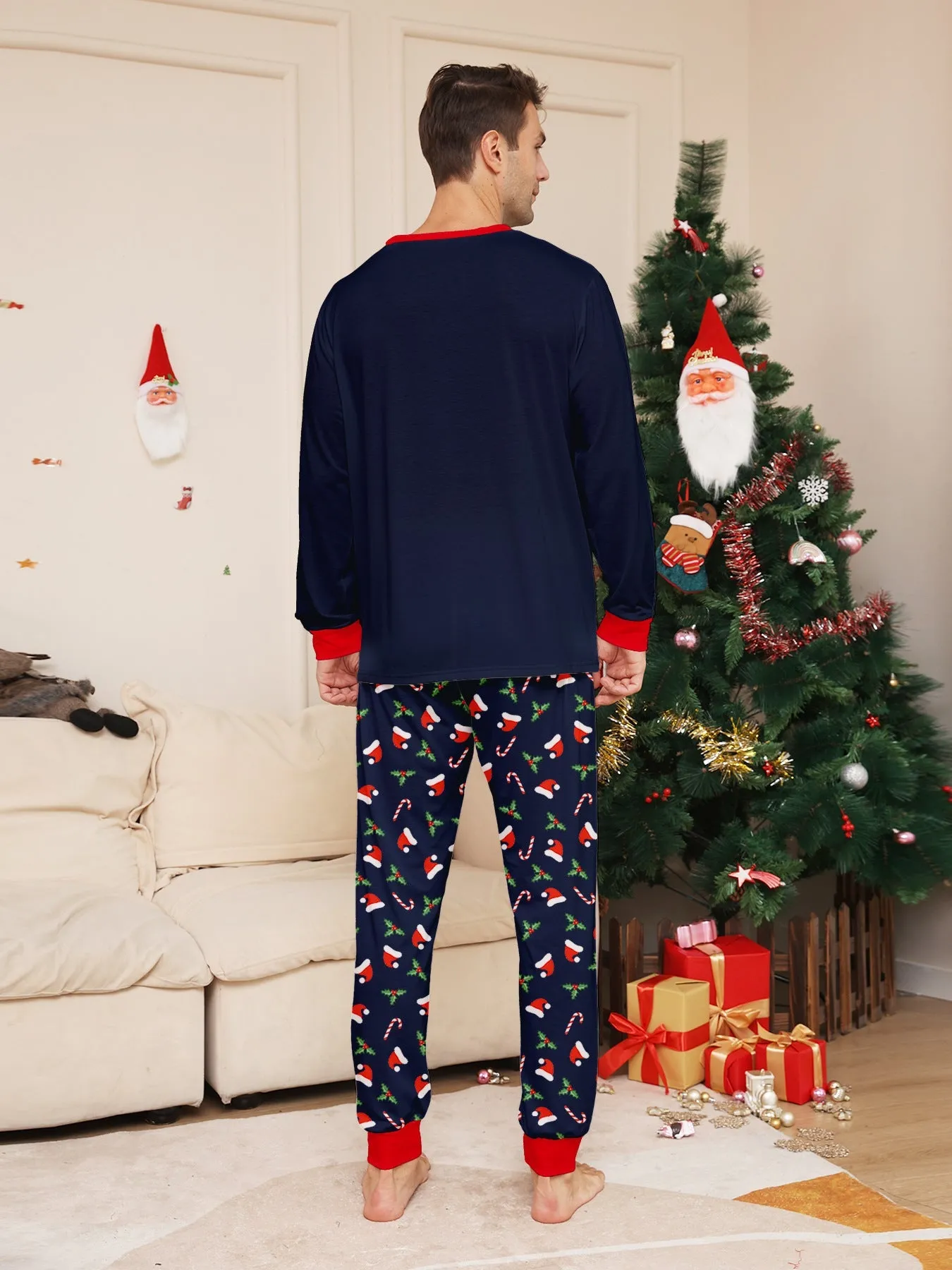 Family Parent-Child Santa Hat White Beard Pajamas Set