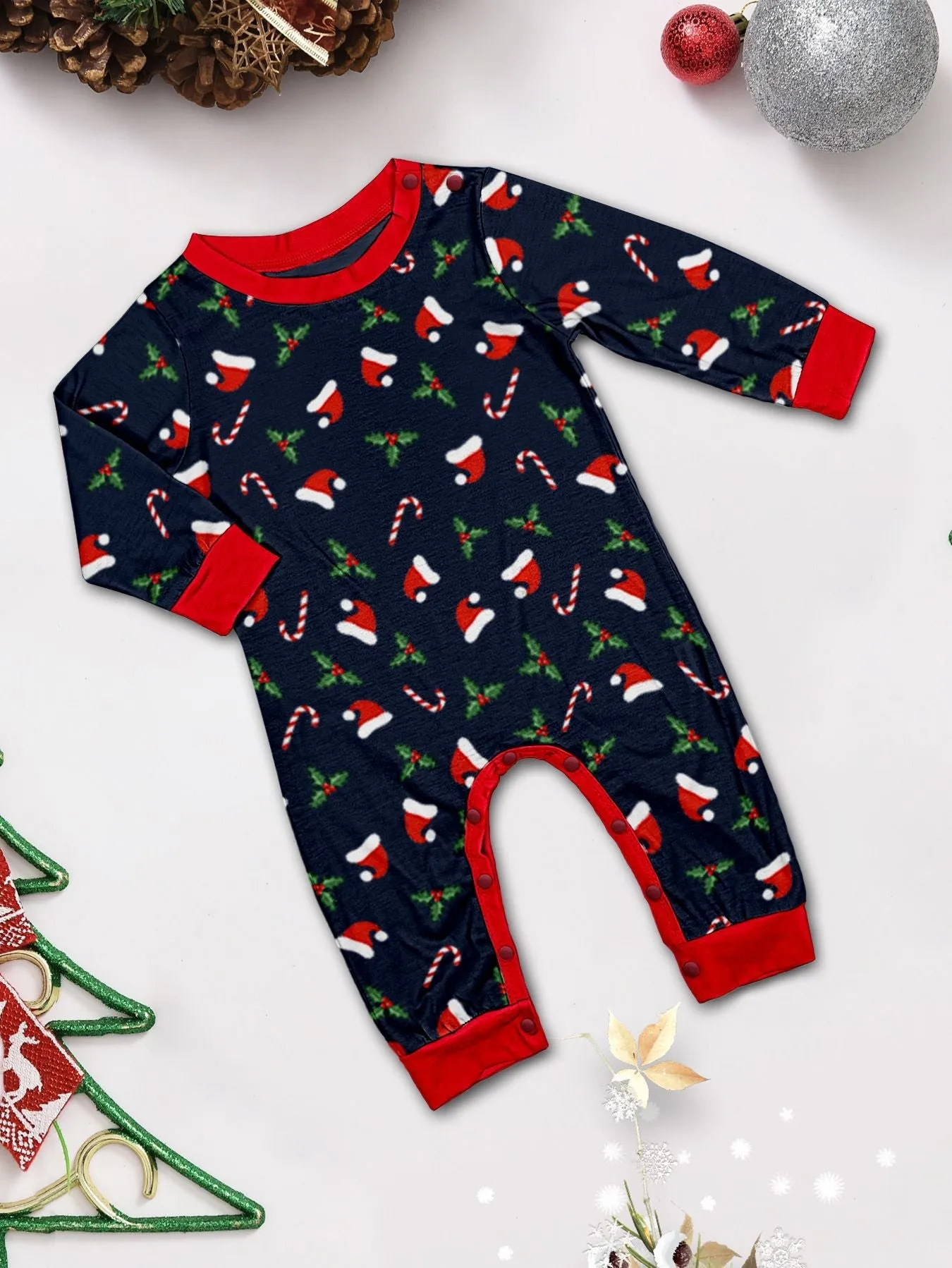 Family Parent-Child Santa Hat White Beard Pajamas Set