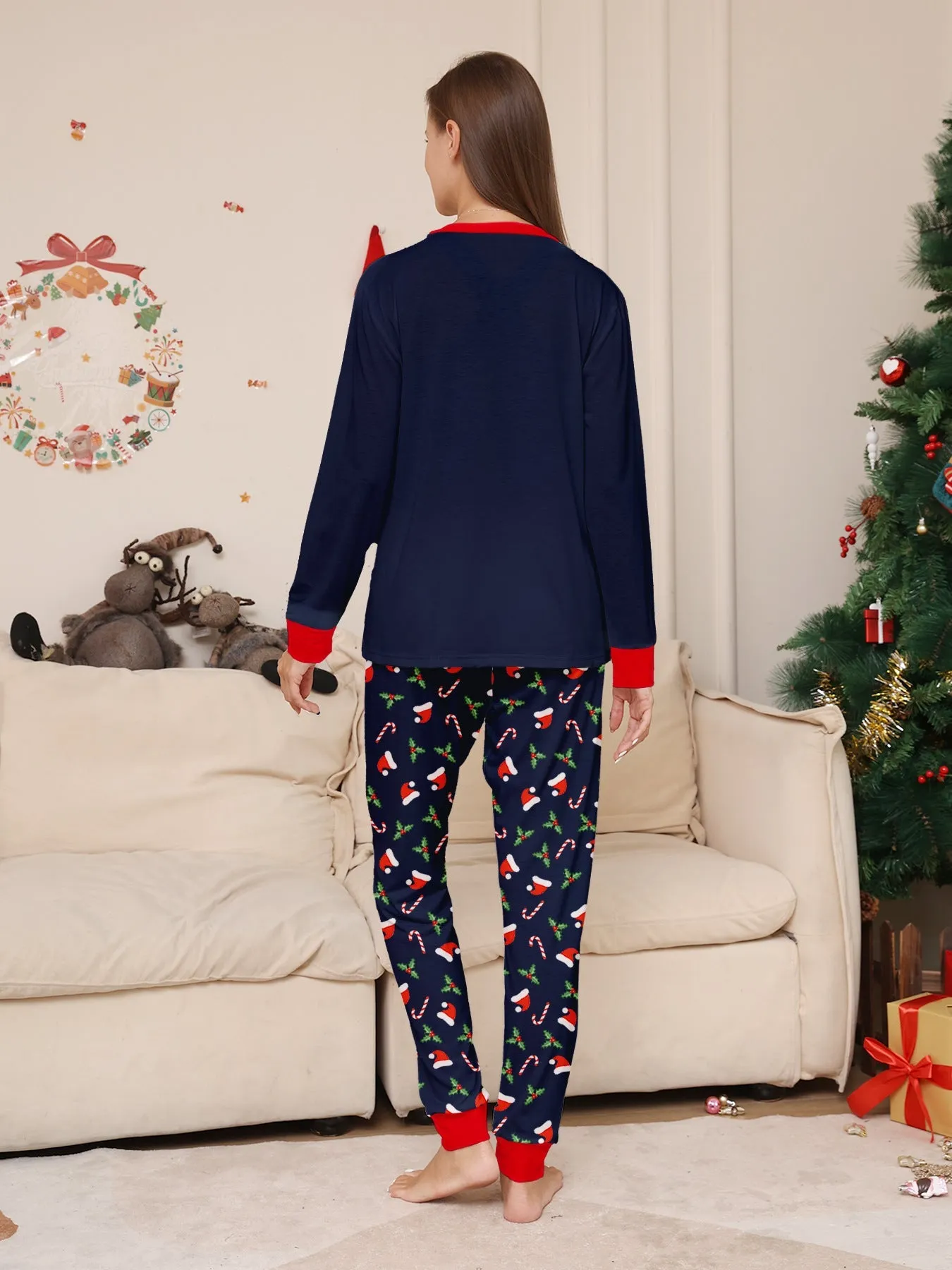 Family Parent-Child Santa Hat White Beard Pajamas Set