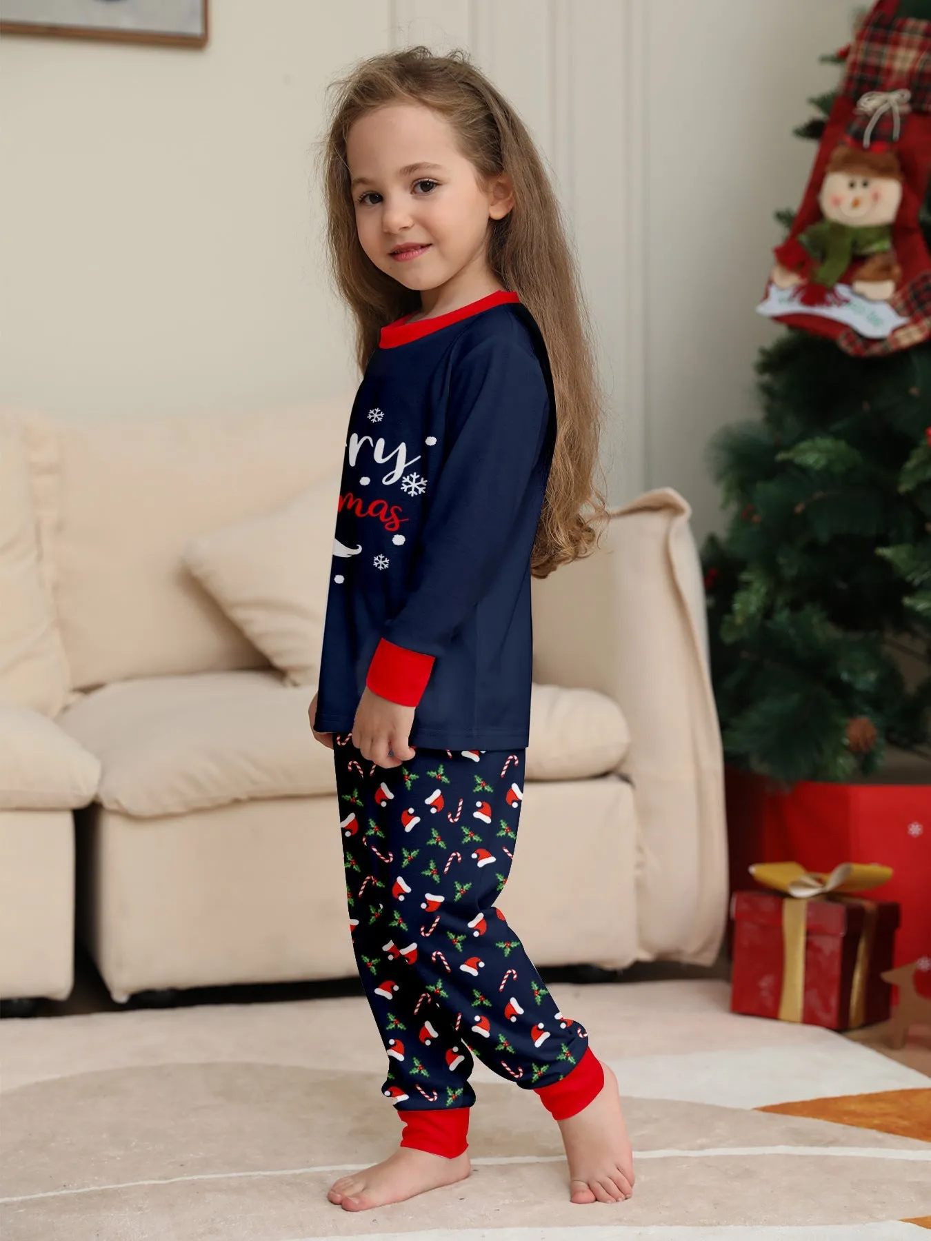 Family Parent-Child Santa Hat White Beard Pajamas Set