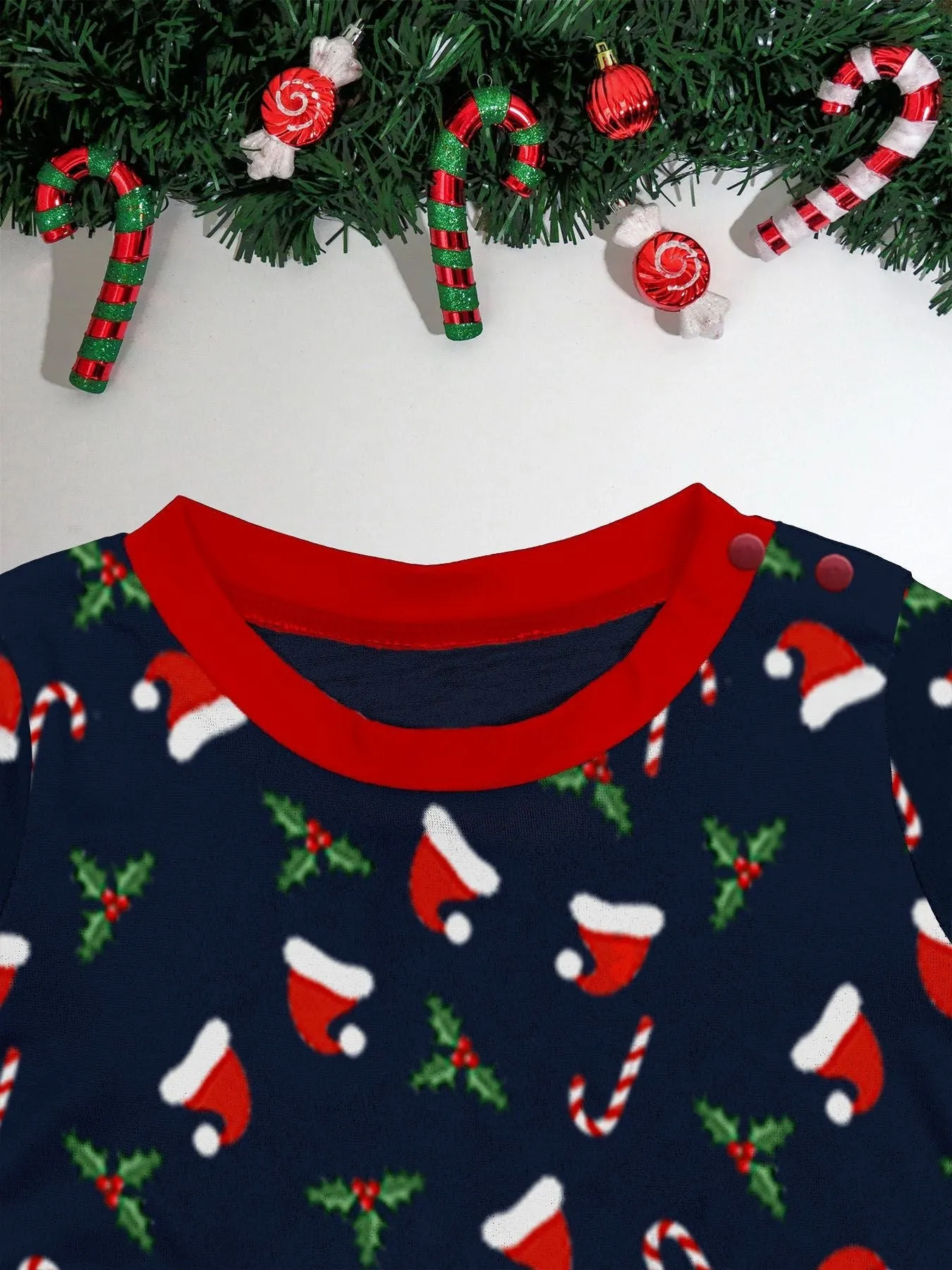 Family Parent-Child Santa Hat White Beard Pajamas Set