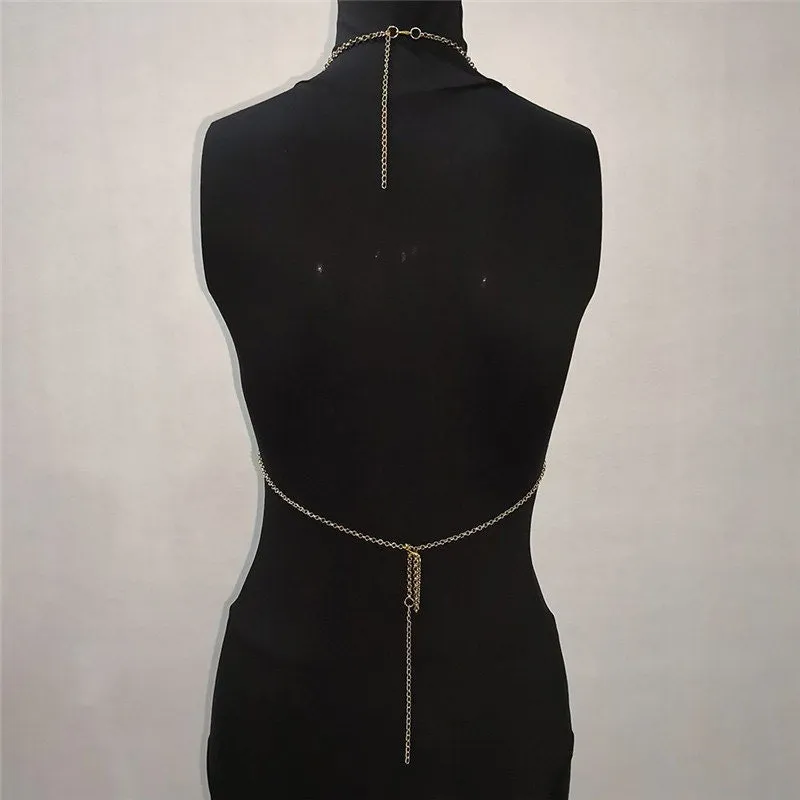 Festival Top, Colorful Sequin Rave Top, Body Chain Halter top