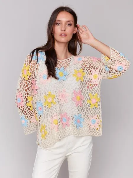 Floral Fishnet Crochet Top - HQ