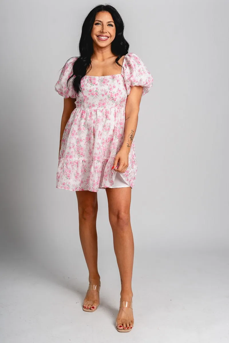 Floral mini dress pink