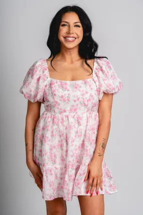Floral mini dress pink