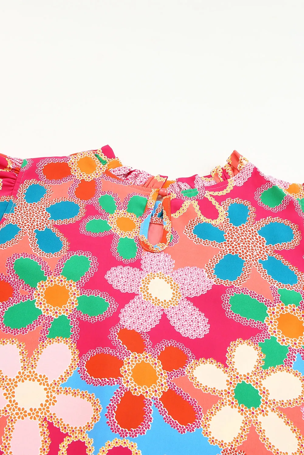 Floral Print Ruffle Trim Tank Top