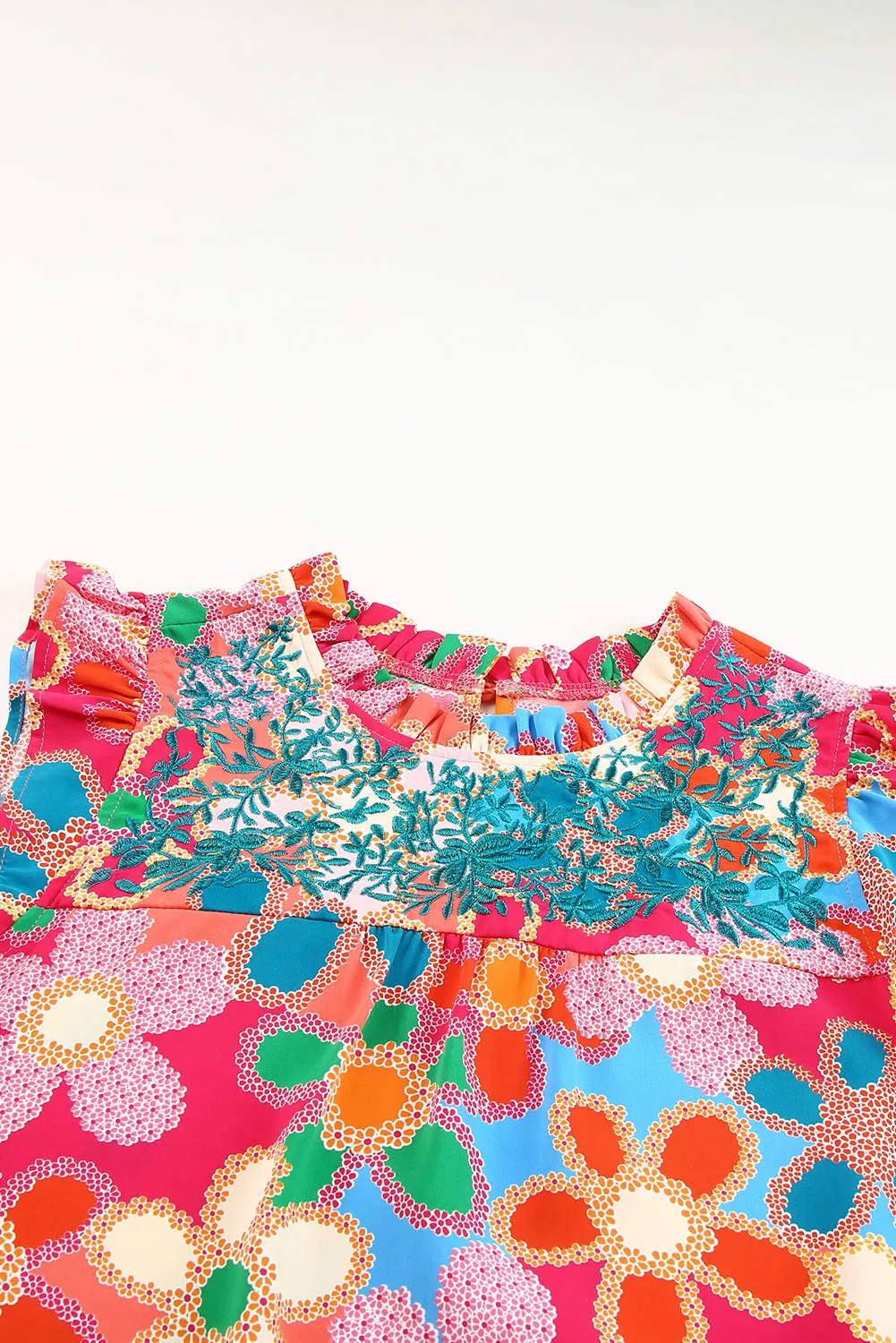 Floral Print Ruffle Trim Tank Top
