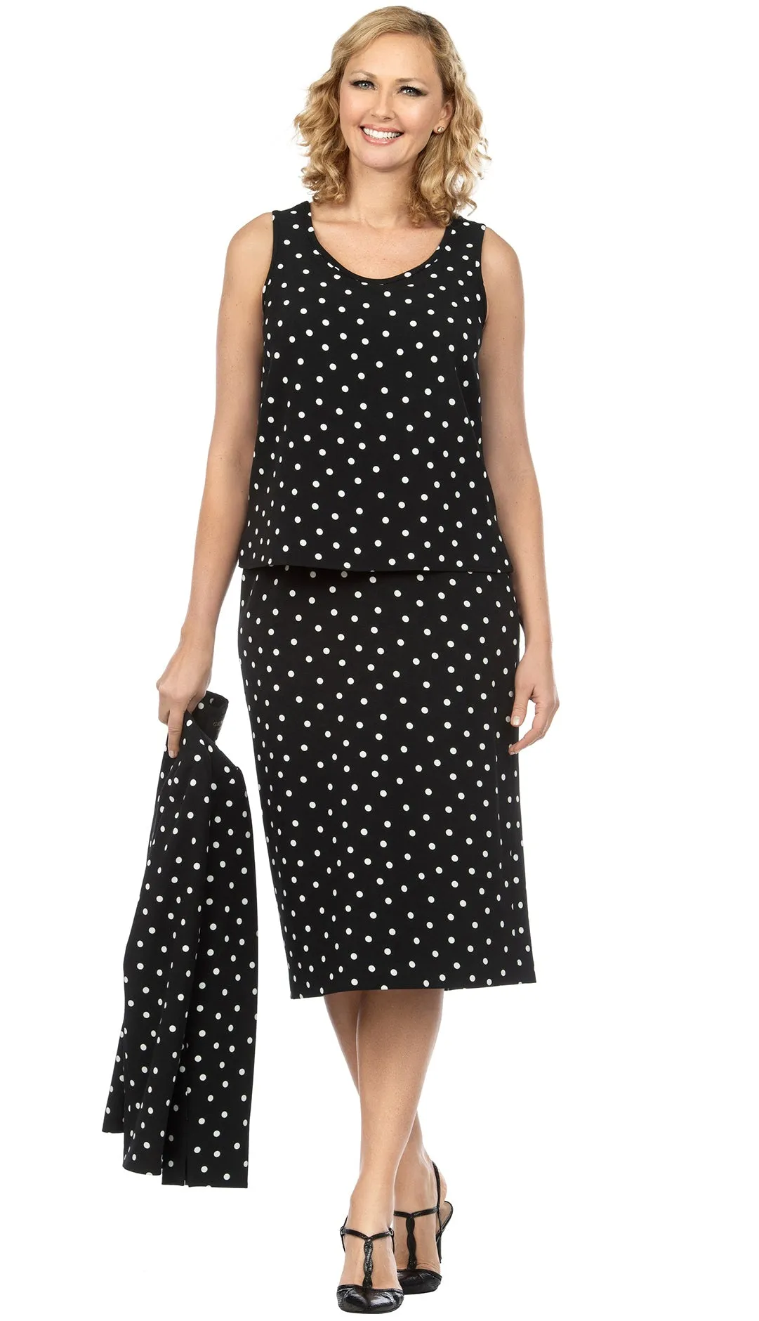 Giovanna Usher Suit S0721-Black With White Dots