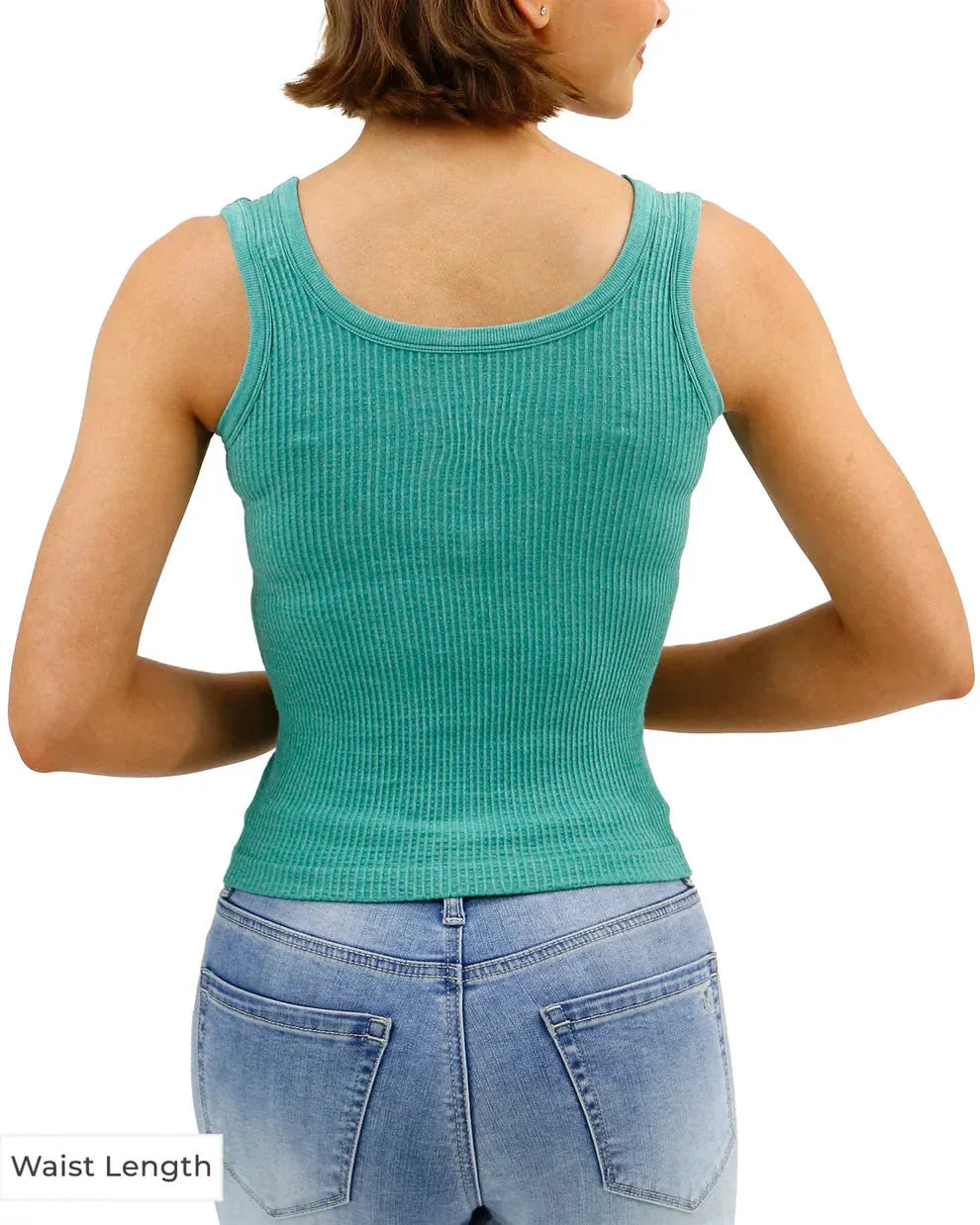 Grace & Lace | Waist Length Brami Tank | Heathered Green