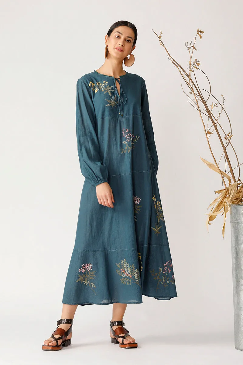 GRAPE VINE EMBROIDERED DRESS