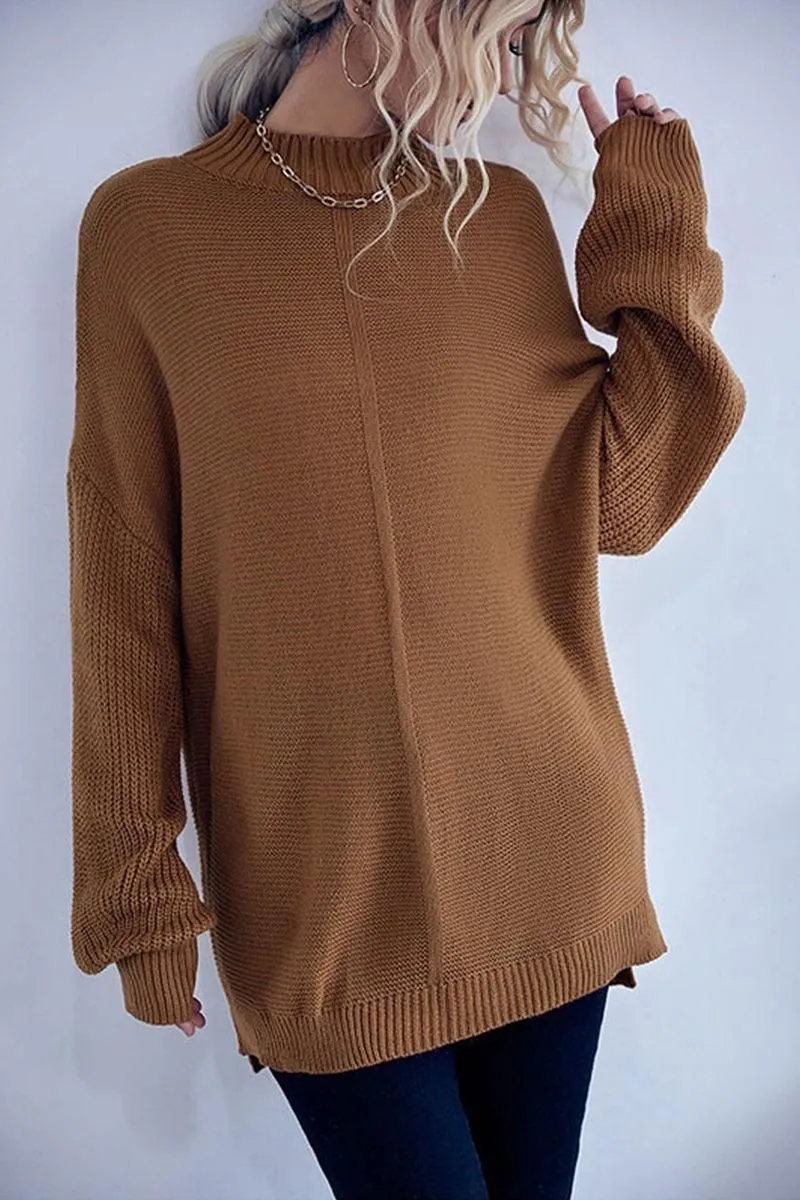 HIGH NECK LOOSE FIT KNIT SWEATER