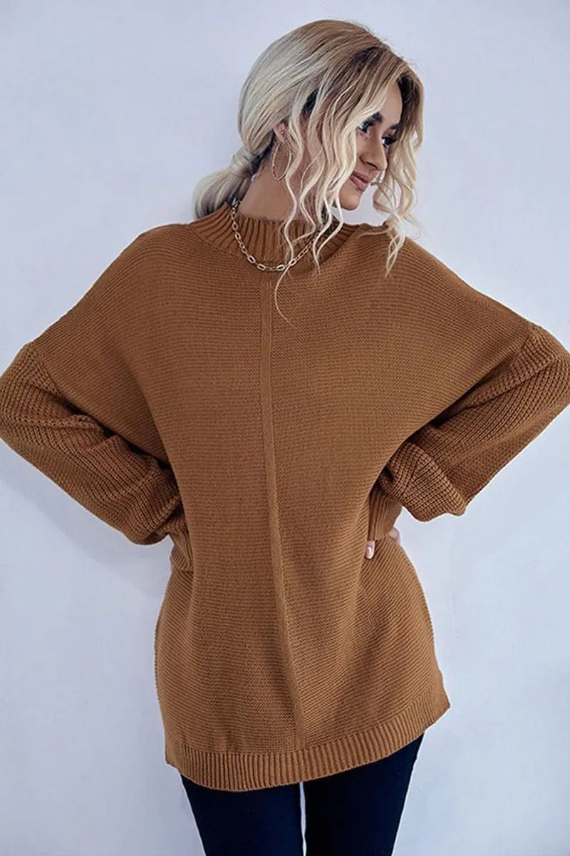 HIGH NECK LOOSE FIT KNIT SWEATER