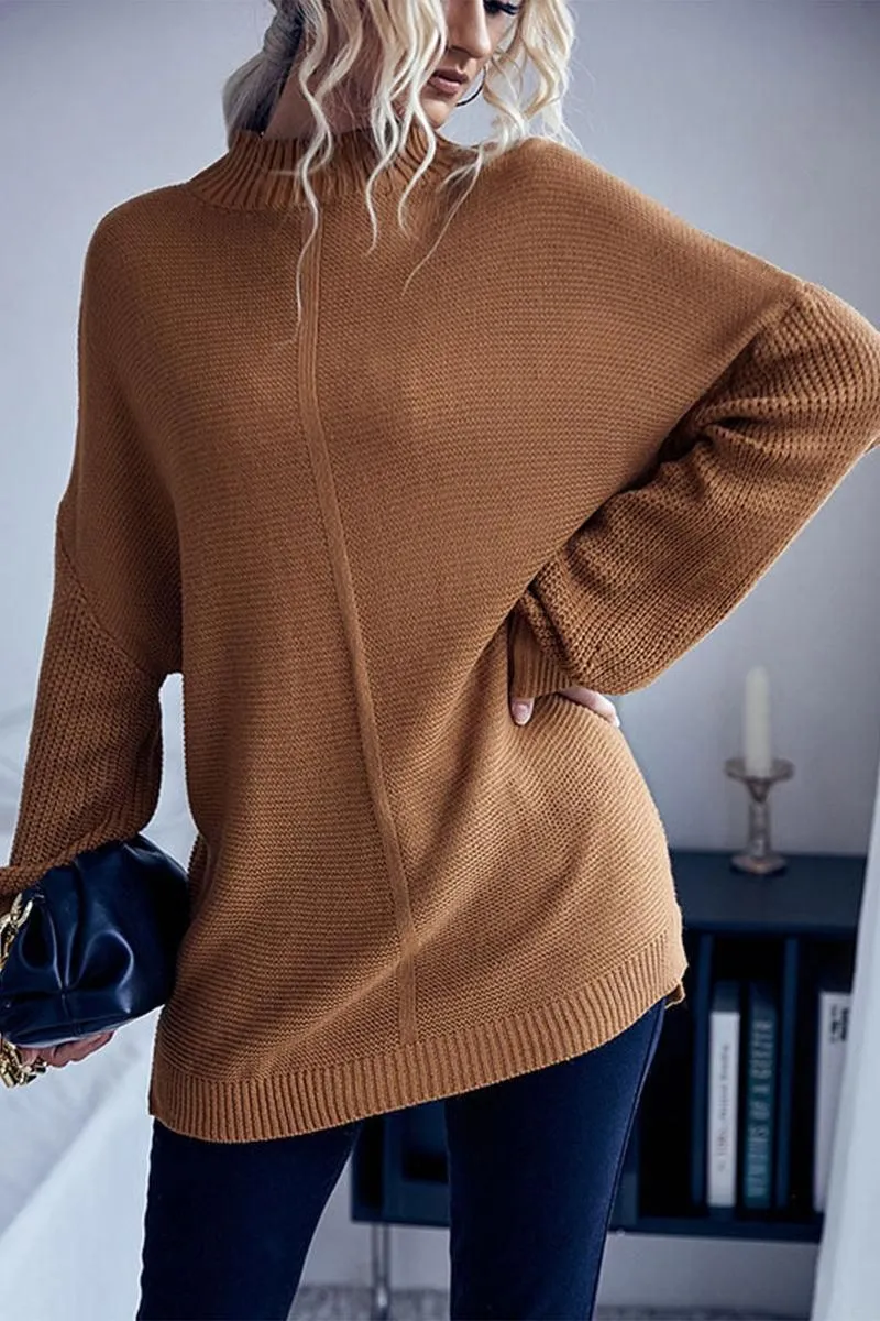 HIGH NECK LOOSE FIT KNIT SWEATER