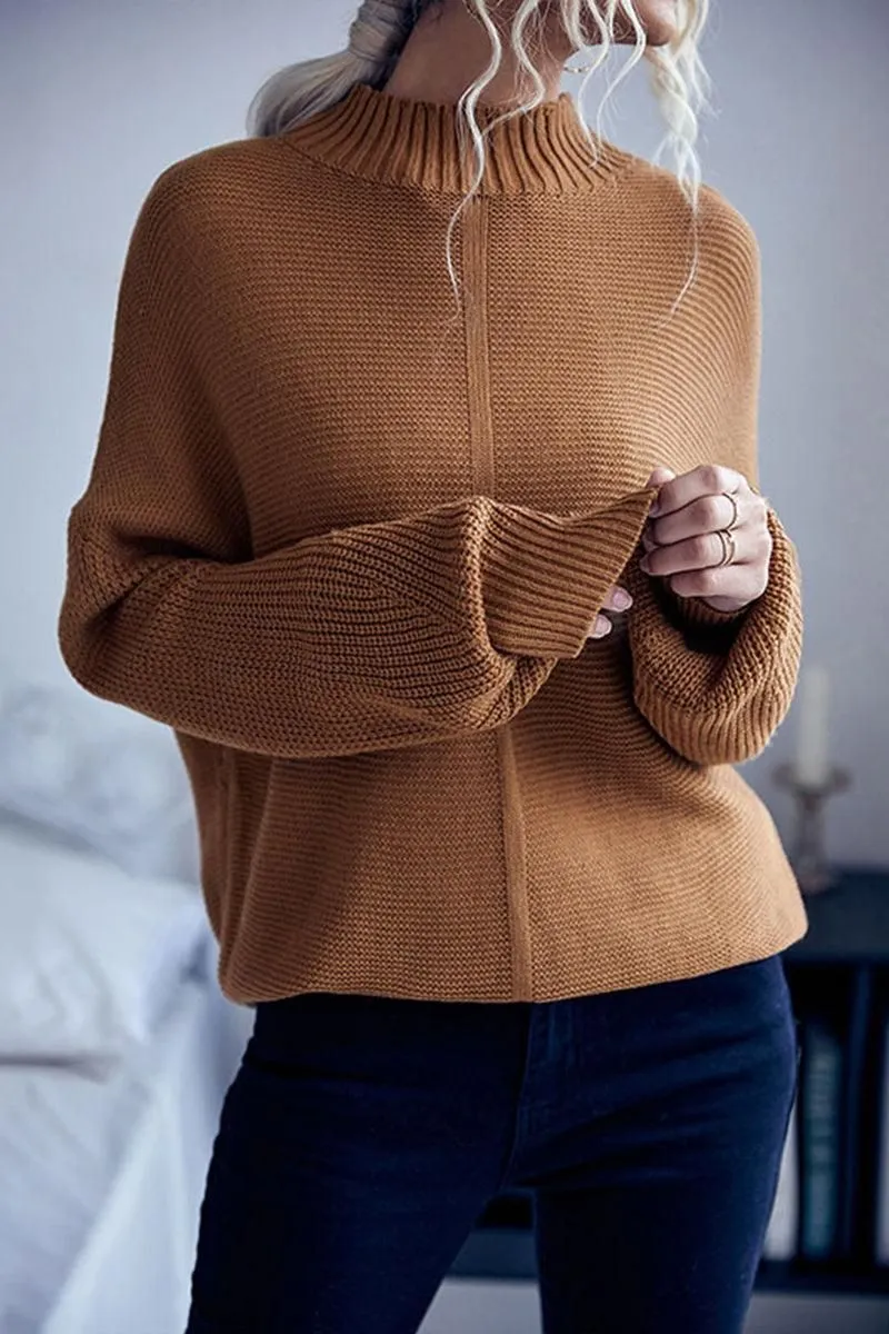 HIGH NECK LOOSE FIT KNIT SWEATER