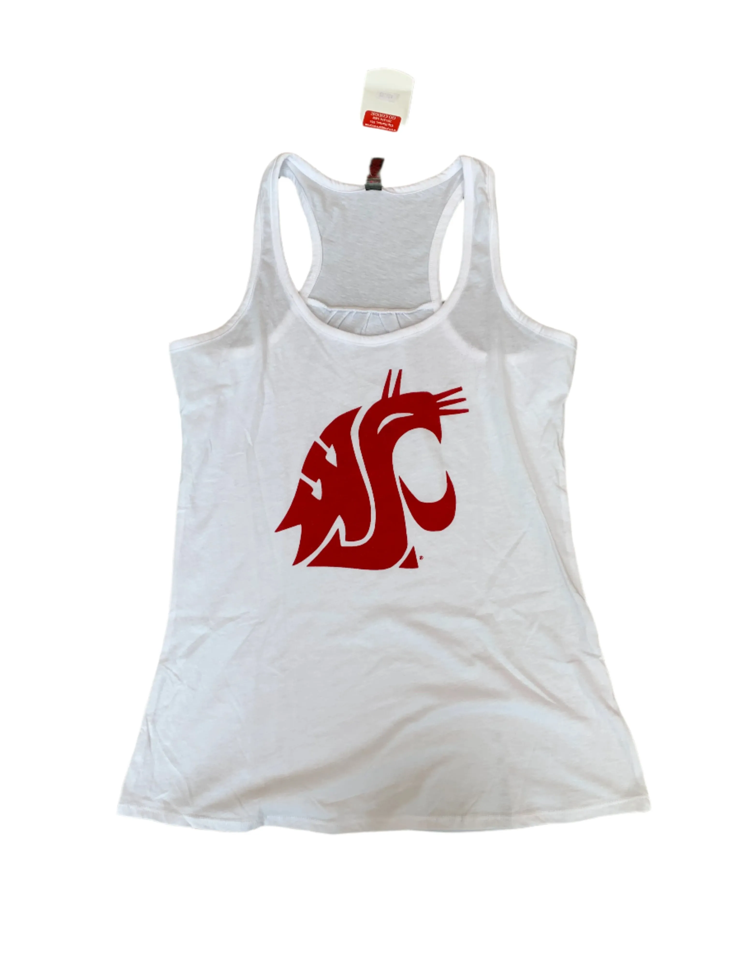Ladies White WSU Crew Cut Tank