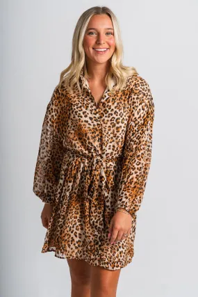 Leopard print blouse dress golden leopard
