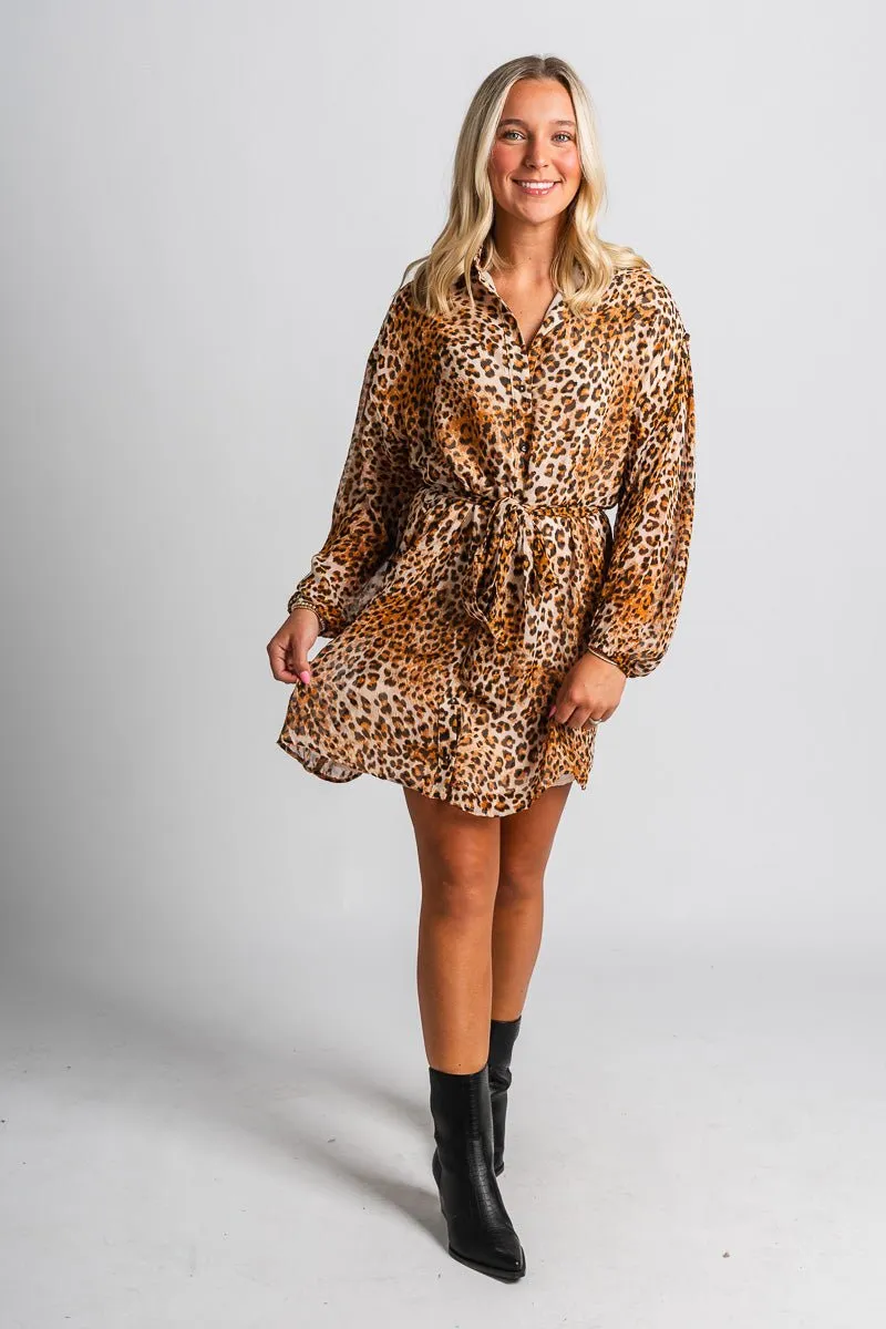 Leopard print blouse dress golden leopard