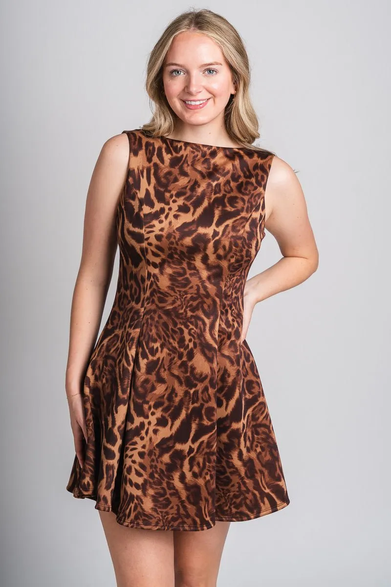 Leopard skater dress brown/black