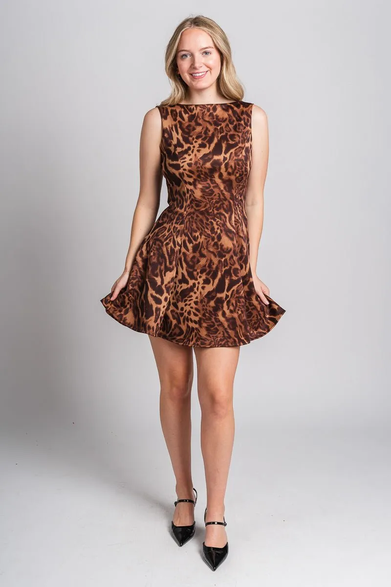 Leopard skater dress brown/black