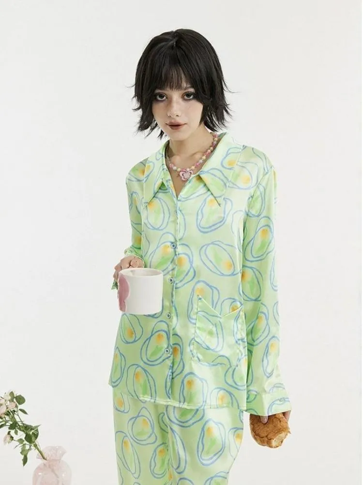 Light green tulip pajamas【s0000003089】