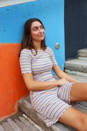 NATALIA-SHORTS - MULTI GREY STRIPE