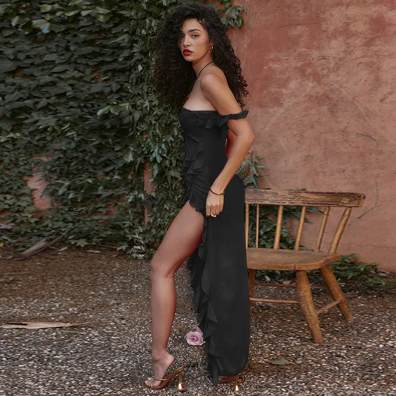 Niche Ruffled Split Hem Dress