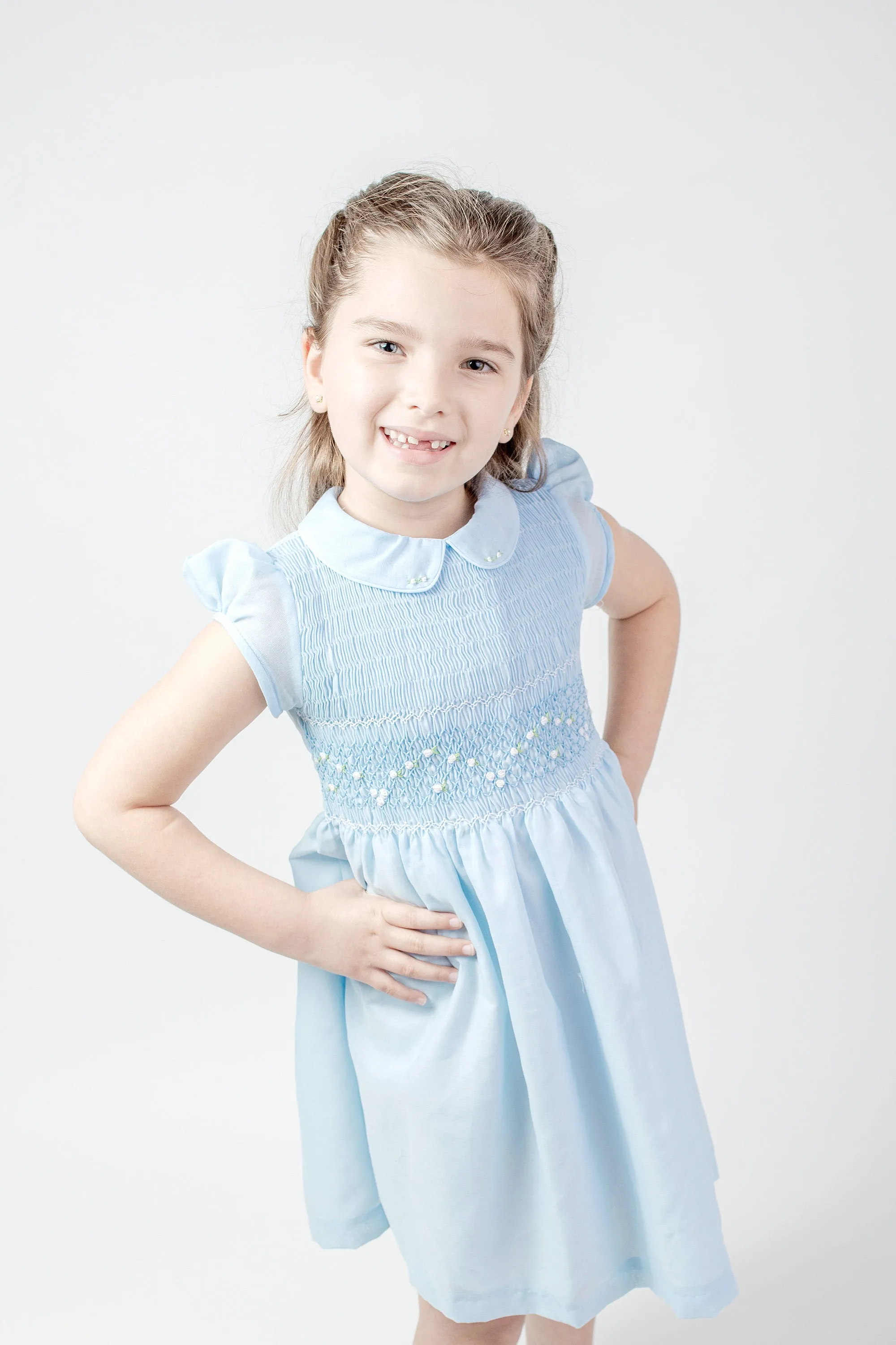 Pastel Blue Matching Sister Dresses, Flower Girl Dresses, Smocked dresses, Baby Dresses, Girl Dresses