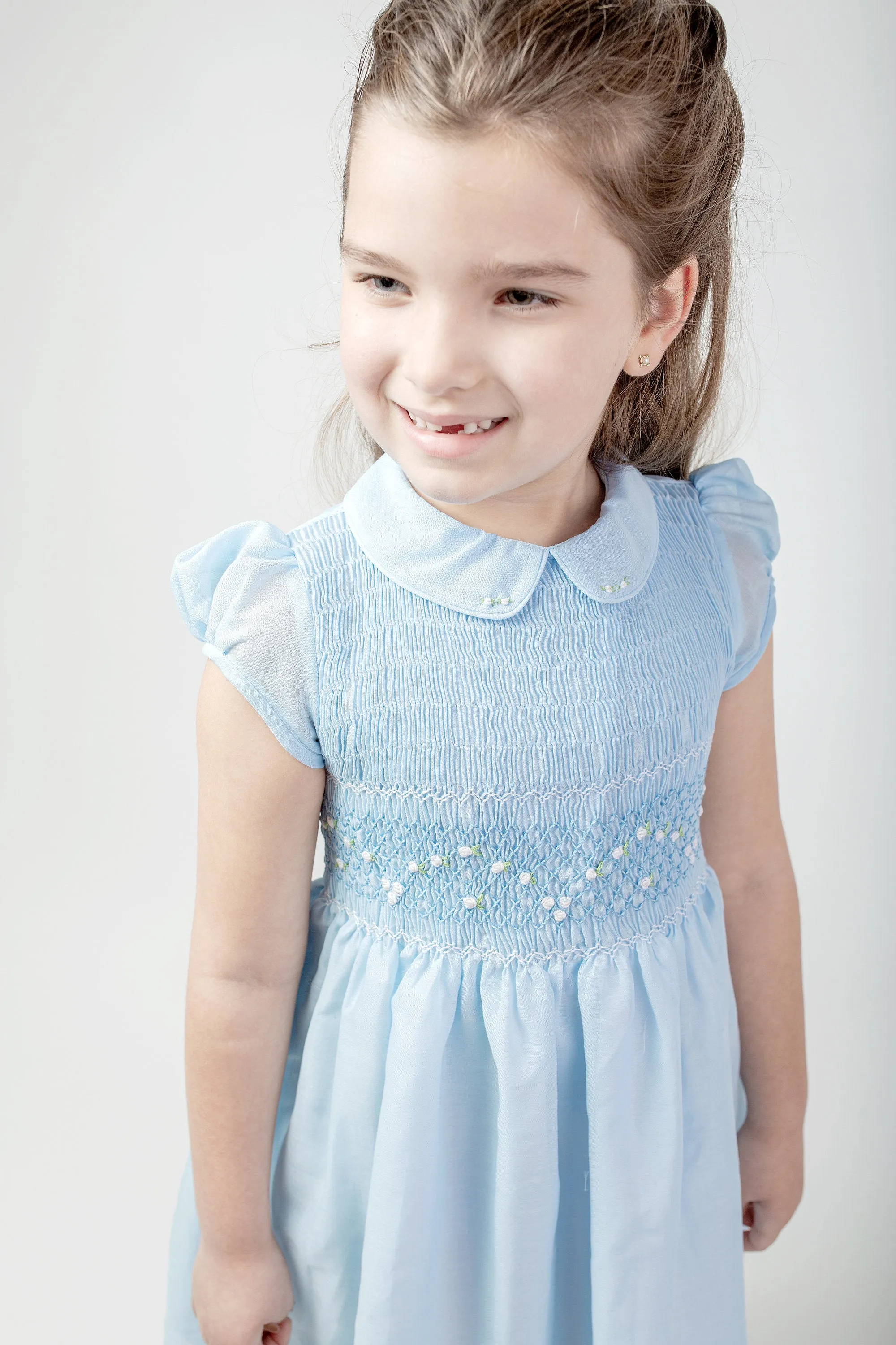 Pastel Blue Matching Sister Dresses, Flower Girl Dresses, Smocked dresses, Baby Dresses, Girl Dresses