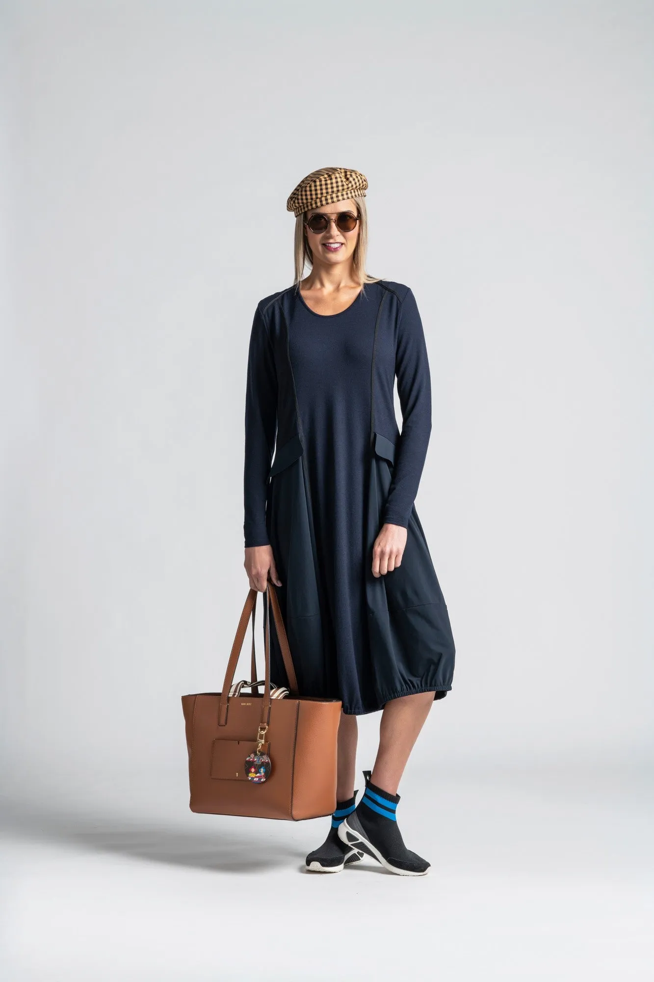 Paula Ryan Merino Panelled Bell Dress - Ironsand