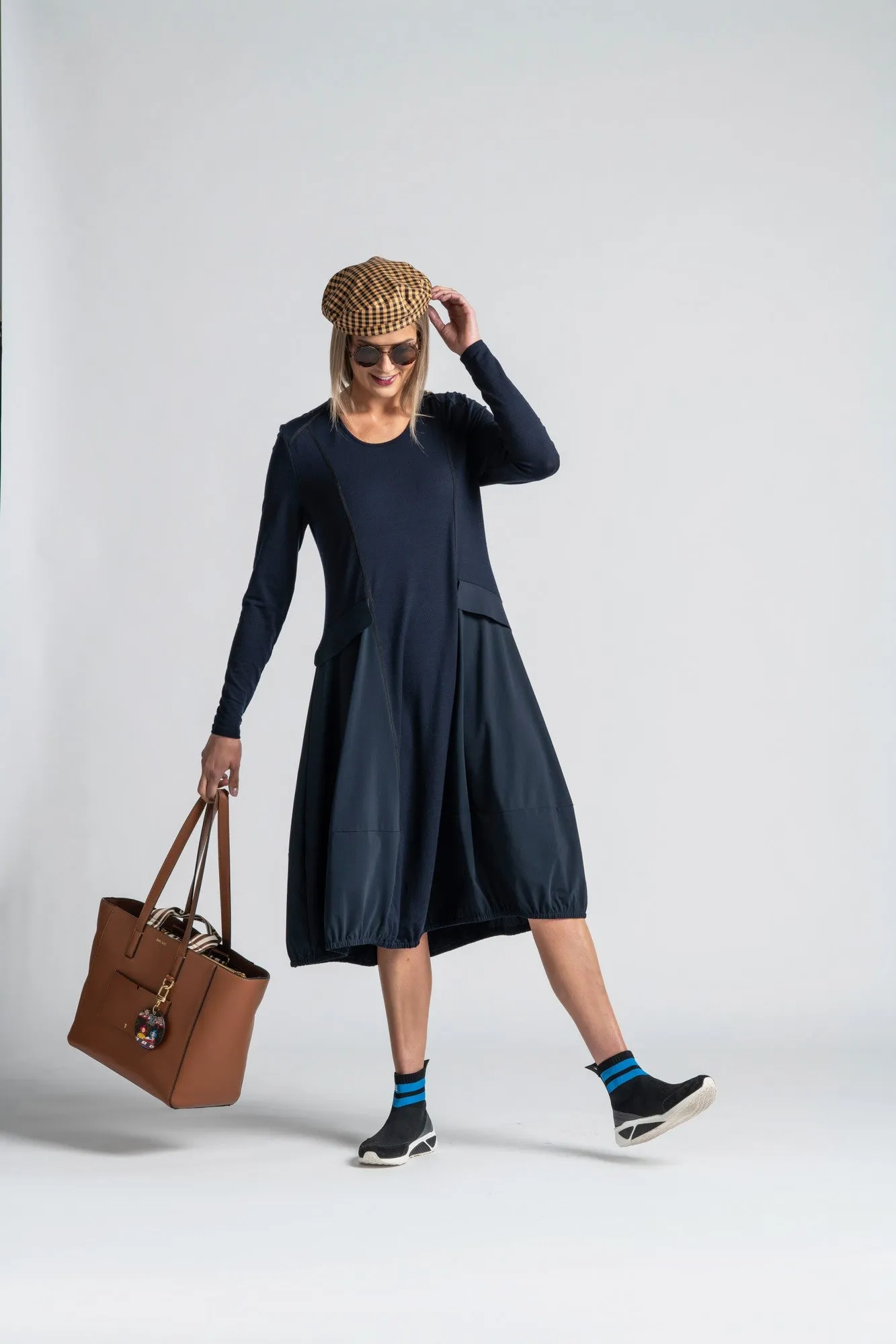 Paula Ryan Merino Panelled Bell Dress - Ironsand