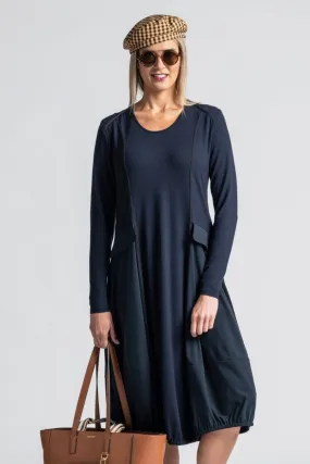 Paula Ryan Merino Panelled Bell Dress - Ironsand