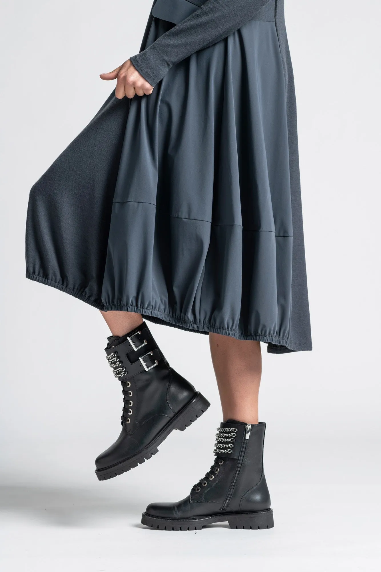 Paula Ryan Merino Panelled Bell Dress - Ironsand